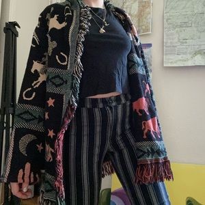 Long vintage 80s western sweater with fringe